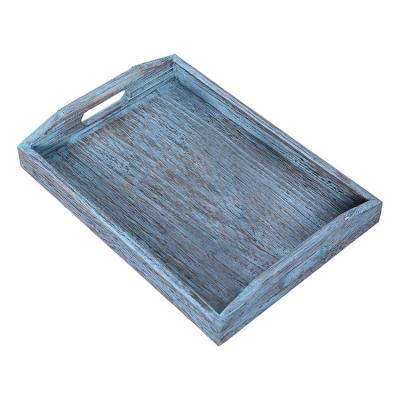 China Sustainable Manufacturer Wholesale Rustic Wooden Trays Wood Breakfast Serving Tray for sale