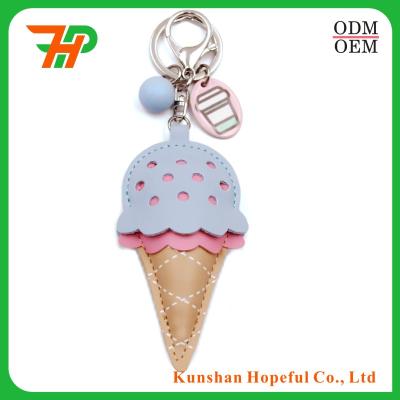 China Loverly Custom Colorful Charm PU Ice Cream Key Ring Rubber Ice Cream Key Chain for sale