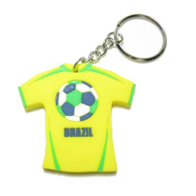 China Custom Soft PVC 3D Rubber Key Chain Sports Plastic Keyring T-shirt Football Key Chain for sale