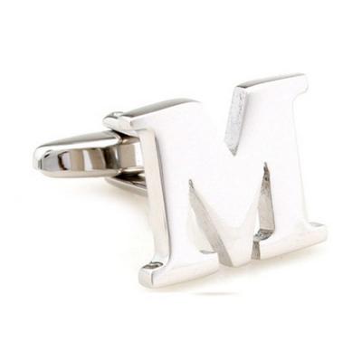 China Custom Souvenir Business Gift Silver Stainless Steel Initials Letters Cufflinks for sale