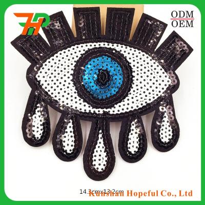 China high quality 3D sequins eyes embroidery patch for fabric for sale