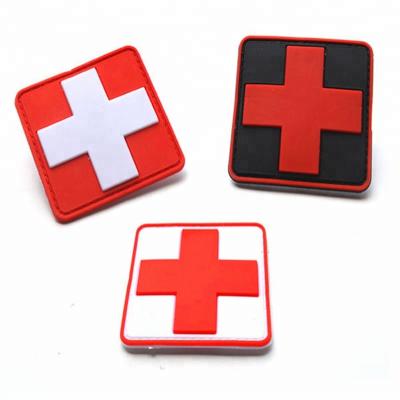 China 3D Custom Medical 3D Red Cross PVC Patch Embroidery Red Cross Moral Patches for sale