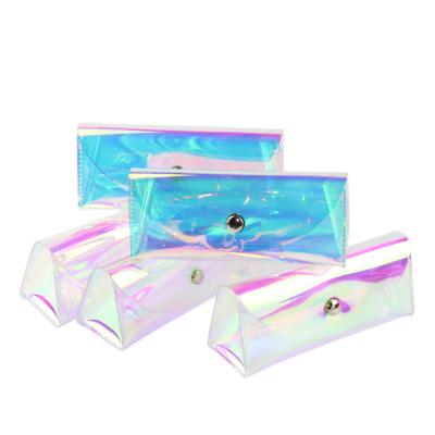 China 2021 New Design PVC Bag Soft Custom Transparent Holographic PVC Sunglasses Case Packing Glasses for sale