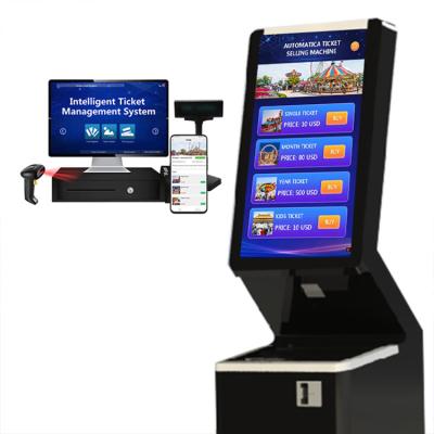 China Newest Amusements Industry Solution Provider Coin Buy Tickets Auto Contact 32 Inch Ticket Kiosk For Zoo Park Lobby for sale