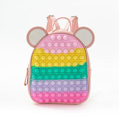 China Amiqi Big Big Size Quality Rainbow Anti-theft Silicone Anti-theft Noise-on-IT Jumping Busty Person Schoolbags Bubble Push Noise It School Bag Backpack for sale