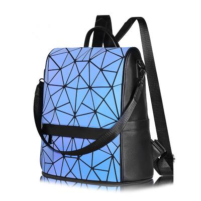 China AMIQI PORTABLE Women Backpack Diamond Geometric Plaid Geo Bagpack for Teenage Girls Drawstring Bag PU Leather Backpack for sale