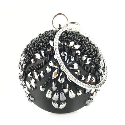 China Fashionable.Popular.Ladies.Wedding.Engagement Amiqi Elegant Embroidery Ball Shaped Evening Clutch Bag Royal Blue White Handmade Beaded Even Clutch Bag for sale