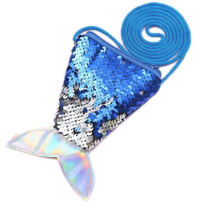 China Amiqi anti-theft children fashion mermaid tail sequined bag and pinch little girls shoulder bags kids invent purse for sale