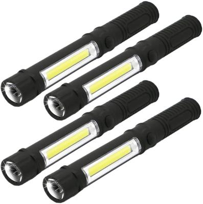 China Convenient High Quality Black ABS Portable Flashlight 160 Lumen 3*AAA Long Cob Pen Light for sale