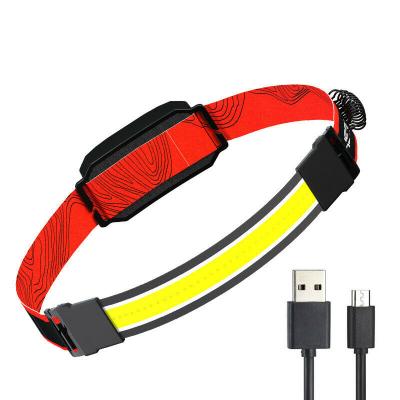 China Camping 3 Modes Rechargeable COB LED Headlamp Waterproof USB Headlight Torch Lamp for sale