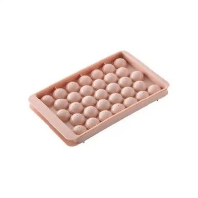 China PP 33 Cavity Circle Round Ball Ice Cube Tray Sphere Plastic Ice Ball Maker Mold with Lid for sale