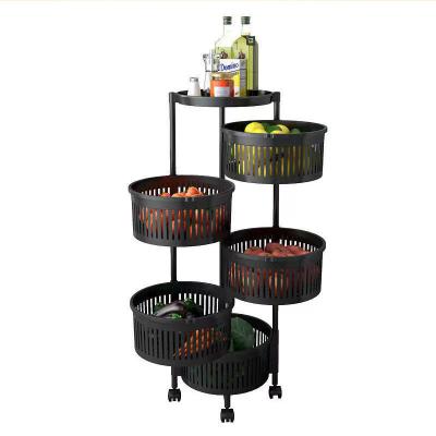 China Versatile Organization Kitchen Storage Rack with Five Layers and Black Round Baskets for sale