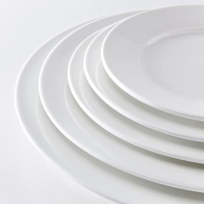 China Stocked White Ceramic Dinner Plates for Restaurant Hotel Dinnerware Collection for sale