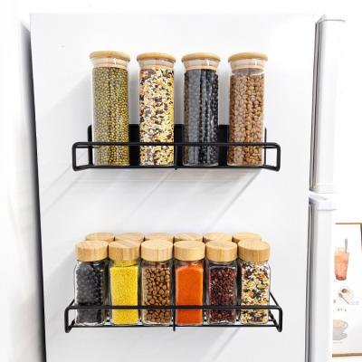 China Single Tier Magnetic Spice Storage Racks in Black Color for Kitchen Organization for sale