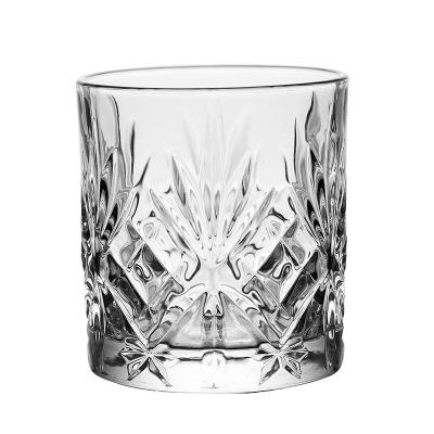 China 340ml Luxury Clear Rock Design Glass Engraved Crystal Luxury Whiskey Beer Glasses Cup for sale