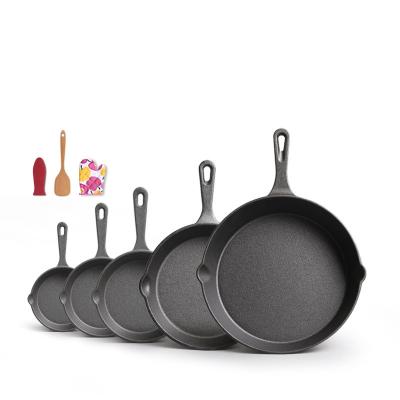 China Cast Iron Frying Pan 9-30cm Pre-seasoned Skillet for Both Indoor Outdoor Cooking Needs for sale