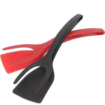 China 2 In 1 Spatula Tong for Cooking Tool Black Egg Flipper Tong Pancake Fish French Toast for sale