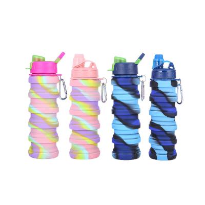 China Draagbare waterfles voor fitness en rijden Creatief camouflage Silicone vouwbeker Te koop