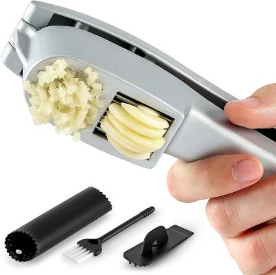 China 2 in 1 Ginger Chopper Aluminum Alloy Garlic Press And Garlic Slicer With Custom Logo for sale