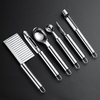 China Restaurant Kitchen Gadgets Set 6 Pieces Stainless Steel Multifunctional Fruit Tools for sale