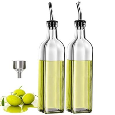 Chine Bouteille de distributeur d'huile en verre 500ML/17OZ en forme carrée stockée pour l'huile de cuisine et le vinaigre à vendre