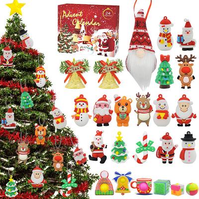 China 24pcs Christmas Advent Calendar Blind Box Cartoon Fidget Squishy Toy for Kids Toy Set for sale