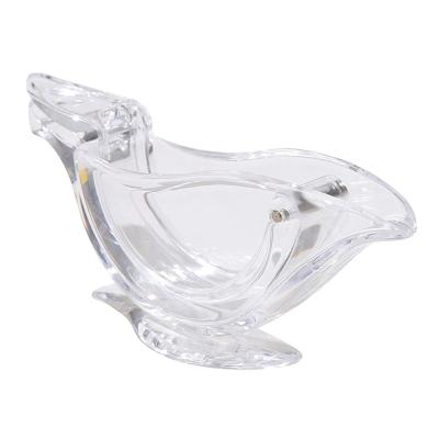 China Stocked Portable Transparent Acrylic Manual Fruit Lemon Juicer Hand Lemon Squeezer Bird for sale