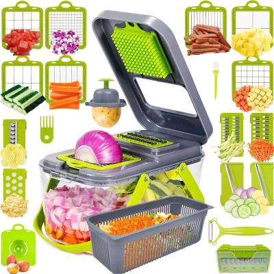 China 22pcs Vegetable Slicer Dicer with Drain Basket Handle and Sustainable Mandoline Cutter for sale