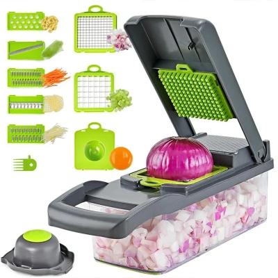 China Household Bundle Plastic Vegetable Chopper for Fruits Vegetables Green Kitchen Cutter for sale