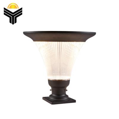 China Matrix cast aluminum +PC lampshde factory new design outdoor waterproof led solar garden pillar light Ip55 for sale