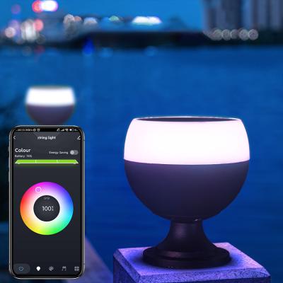 China New Creative Design IP55 Smd2835 RGB Dimmable Light Control Outdoor Waterproof Smart Solar Led Pillar Light for sale