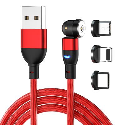 China Wholesale 2.4A Magnetic Fast Charging Cable 540 Degree 3 In 1 Charging Cable For iPhone Mobile Phones Type C Micro USB Cable for sale