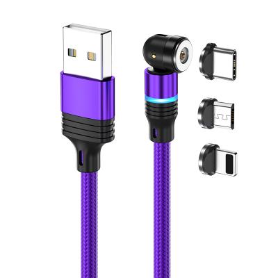 China New 540 Degree Free Rotate 2.4A 2022 Fast Charging Magnetic Charging Cable 3 In 1 Mobile Phone Charger Magnet Usb Cable Wire for sale