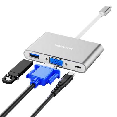 China High Speed ​​Port Extension 3 in 1 USB C Hub Adapter for MacBook Pro Type C to 4K HDTV VGA USB3.0 Hub USB C Docking Station for sale