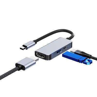 China Type-C Devices Custom Enabled 3 In 1 Type C Hub USB 3.0 OTG Hub 4K HDTV USB C Hub With Port Charging PD 87W for sale