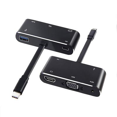 China HDM1 VGA USB3.0 VOTHOON 5 in 1 USB 3.0 4K HDTV VGA 1080P Type C Hub USB Hub Dock with 3.5mm Port Charging Audio for sale