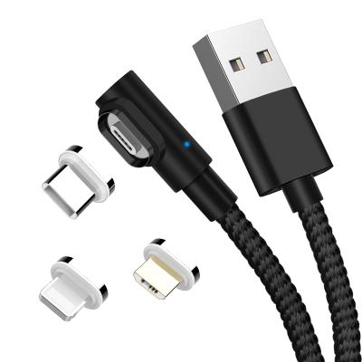 China Fast Charging Speed ​​L Shape 3 In 1 Magnetic Charging Type C Cable USB Data Cable Mobile Phone Magnet 3A Fast Charging Micro Charger for sale