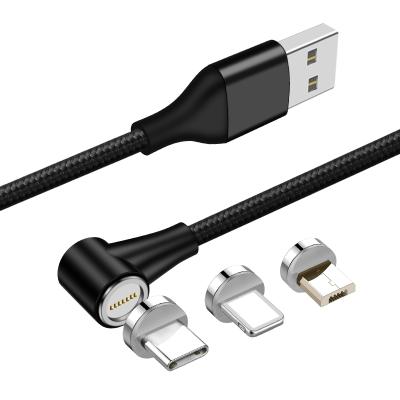 China Fast Charging Speed ​​L Shape 3A 3 In 1 Fast Charging Micro Type C USB Data Cable Mobile Phone Charger Cable Magnetic USB Cable for sale