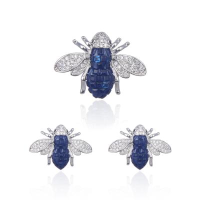 China Wholesale 18K Copper Platinum Plated Animal Bee Necklace Pendant Earrings Set for sale