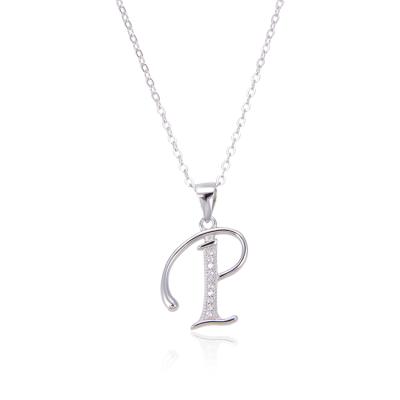 China Wholesale Cheap Fancy Simple DIY Letter P Necklace 925 Sterling Silver Necklace for sale