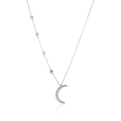 China High Quality Necklace Jewelry Moon Pendant With Beginning Stones Necklace For Women Fashion Valentine Gift for sale