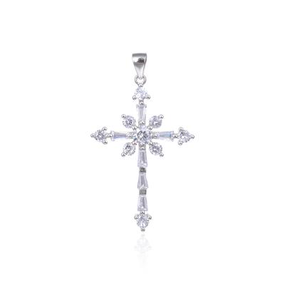 China Poliva Jesus Style Jewelry 925 Sterling Silver Cz Cubic Zirconia Hot Selling CLASSIC Cross Pendant for sale