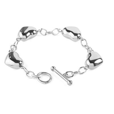 China Panyu Factory 925 Silver Vintage Heart Clasp Chain Link Bracelet Silver Fashion Jewelry for sale