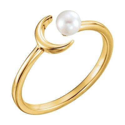 China xh-c127 CLASSIC Wholesale Moon 925 Sterling Silver Gold Plated Adjustable Lady Pearl Rings With Pearl for sale