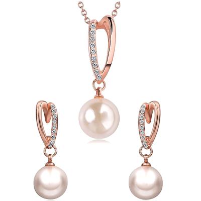 China Fashion CLASSIC Jewelry 925 Silver CZ Pearl Jewelry Set For Women Jewelry for sale