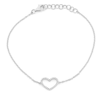 China Sterling Silver Cubic Zirconia Accent CLASSIC Open Heart Chain Bracelet for sale