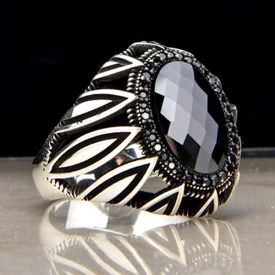 China Royal Style Men's Ring Big Heavy Men's Eco-Friendly Ring Oval Big Silver Ring for Men for sale