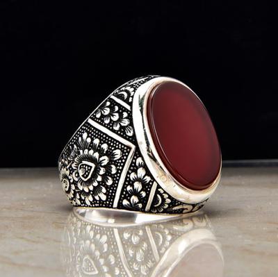 China Best Selling Punk 925 Stainless Steel Gemstone Man Rings Wholesale 925 Turkish Sterling Silver Mens Ring for sale