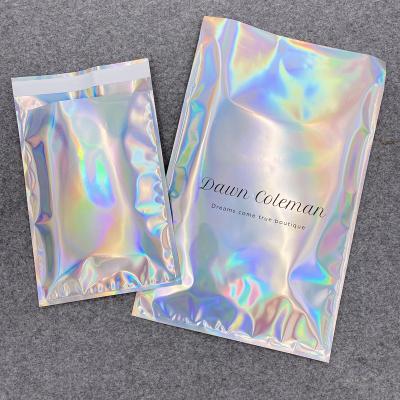 China Three Side Seal Bag Customized Printing Holographic Flat Zipper Mylar Zipper Lock Packaging Hologram Laser Zipper Pouch Heat Seal Foil Foil Candy Bags for sale