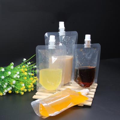 China Wholesale Food Grade Transparent Spout Bag Plastic Drinks Pouches With Suction Spout for sale